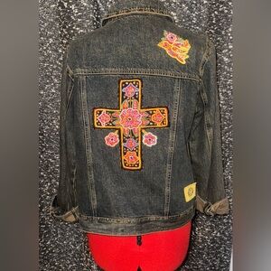 Ivy Jane DENIM jacket with embroidered Cross